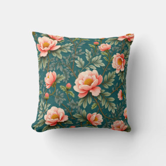 Coussin Roses champêtres vertes