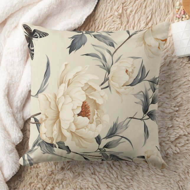Coussin Roses crème vintage en fleurs (Couverture)