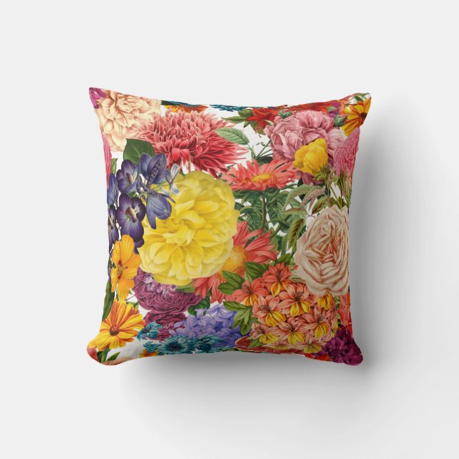 Coussin Roses, dahlia et marigold (Recto)