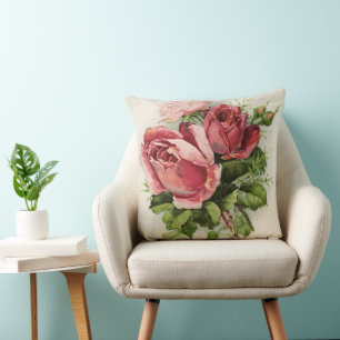 Coussin Roses d'antiquités vintages