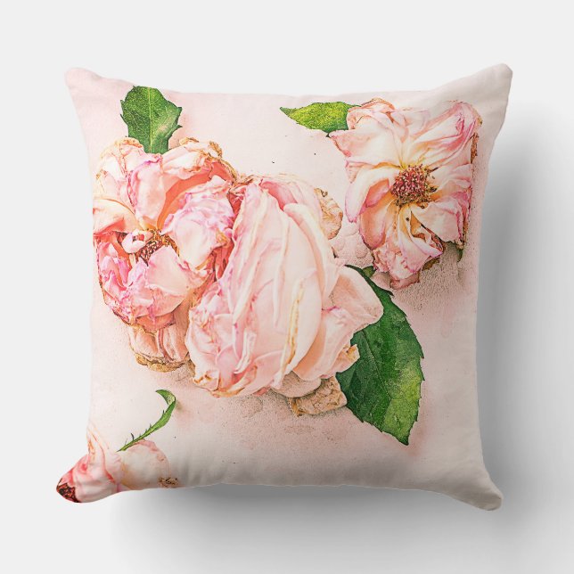 Coussin Roses de choux roses (Recto)