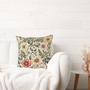 Coussin Roses de couleur chaude botanique