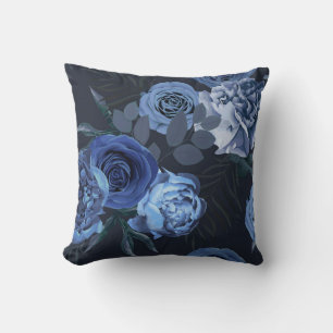 Coussin Roses de pivoines : Floral foncé Vintage.