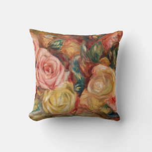 Coussin Roses de Renoir Impressionist Painting