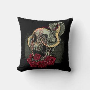 Coussin Roses de serpent crâne Horreur