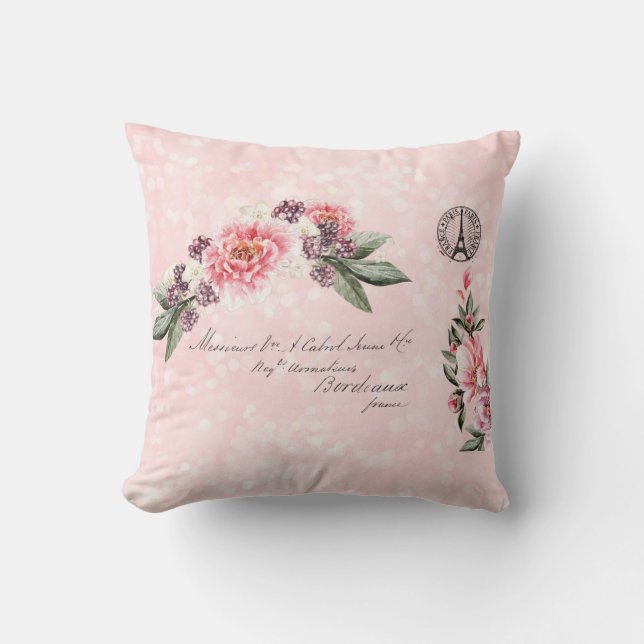 Coussin Roses délabrées Adresse française Timbre-poste de  (Recto)