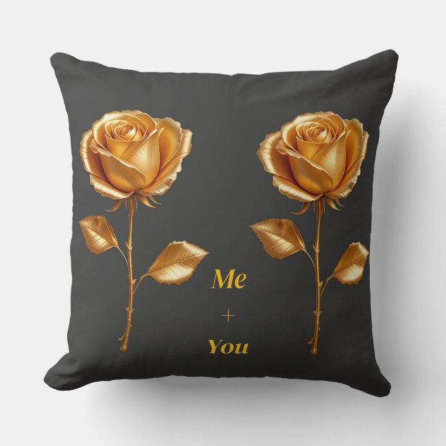 Coussin Roses dorées sur fond sombre (Recto)