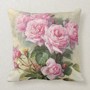 Coussin Roses et bourdons par Paul de Longpre