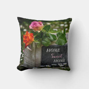 Coussin Roses et marguerites, Home Sweet Home Green