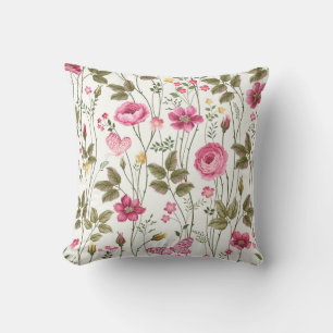 Coussin Roses et papillons : Floral Seamless
