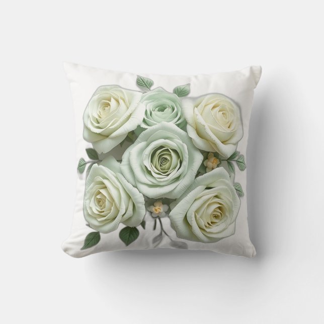 Coussin Roses floraux Art Déco Mint Green (Recto)