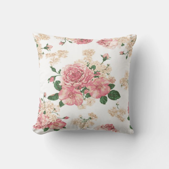 Coussin Roses floraux et roses sensibles (Recto)