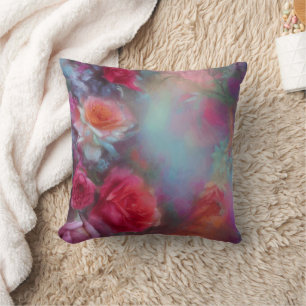 Coussin Roses Imaginaires Peints En Pêche Vintage Botanica