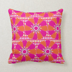 Coussin Roses indien et motif de fleur lumineux orange