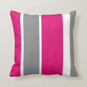 Coussin Roses indien grises et rayures blanches modernes