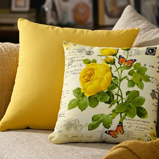 Coussin roses jaunes vintage (Créateur téléchargé)