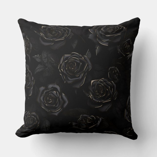 Coussin Roses noirs en or (Recto)