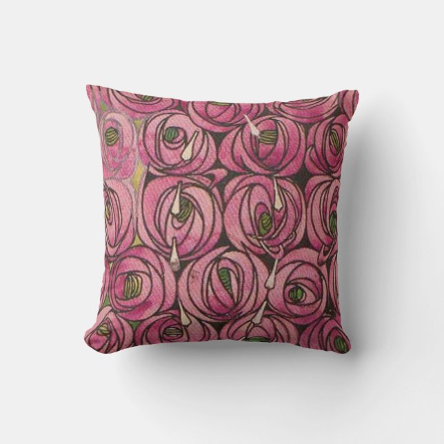 Coussin Roses par Charles Mackintosh Throw Pillow (Recto)