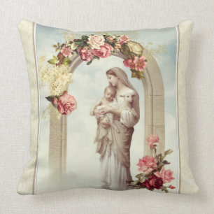 Coussin Roses religieux de catholique de Vierge Marie