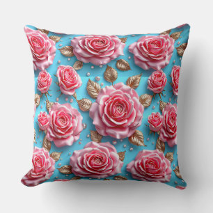 Coussin 🌸 Roses roses 3D roses luxueuses en fleurs ✨ Flor