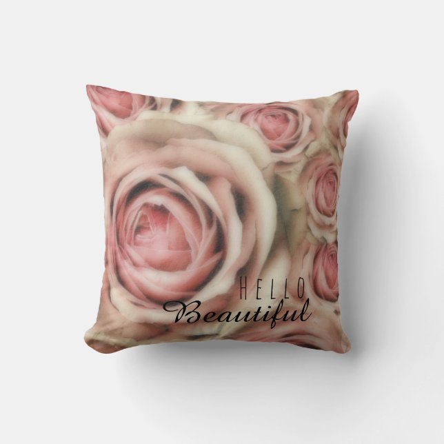 Coussin Roses roses élégants floral rustique ferme chic (Recto)
