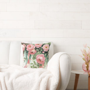 Coussin Roses roses et rubans