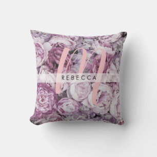 Coussin Roses roses peony rose Monogramme Nom