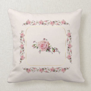 Coussin Roses roses romantiques Vintages douces
