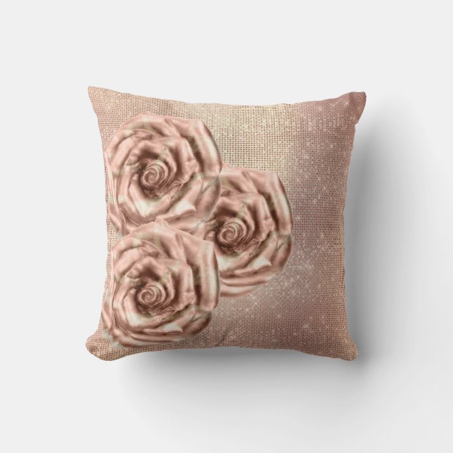Coussin Roses roses roses Fleur Or Sequer Grill (Recto)