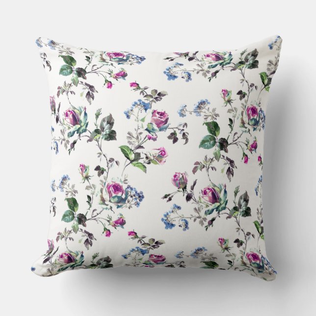 Coussin Roses - Roses Roses Roses Roses et Fleurs Bleues S (Recto)