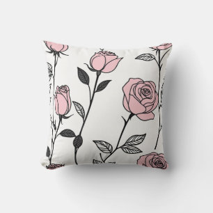 Coussin Roses roses roses sur blanc