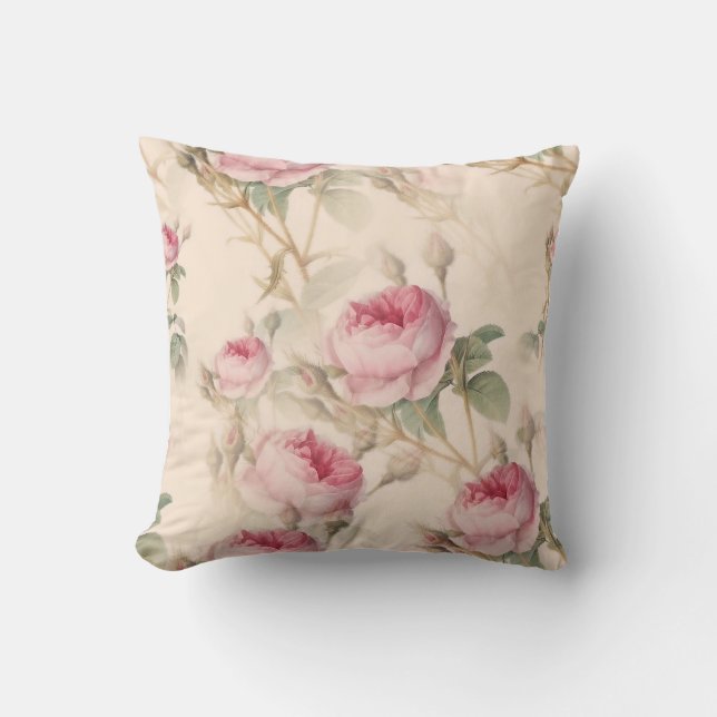 Coussin Roses roses rustiques (Recto)