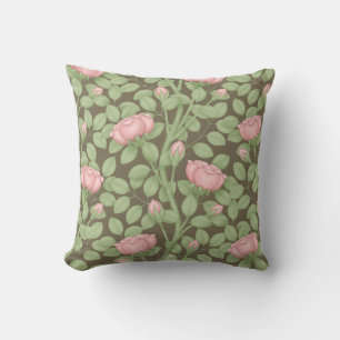 Coussin Roses roses sur brun