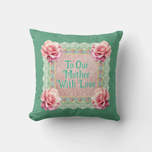 Coussin Roses roses vintages Faded Damask Personnalisé