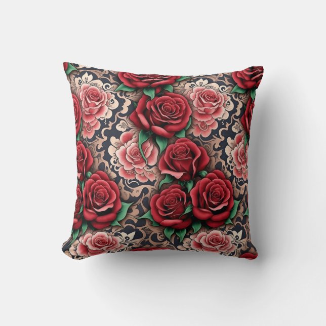 Coussin roses rouges baroques (Recto)