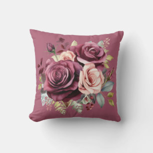 Coussin Roses rouges de Bourgogne Classique Floral