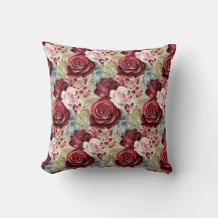 Coussin Roses rouges de Bourgogne Classique Floral 