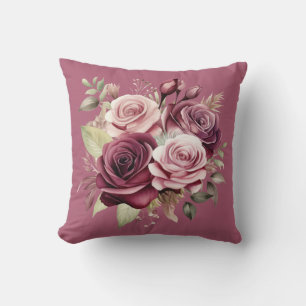 Coussin Roses rouges de Bourgogne Classique Floral