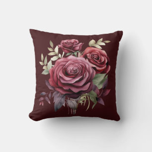 Coussin Roses rouges de Bourgogne Classique Floral