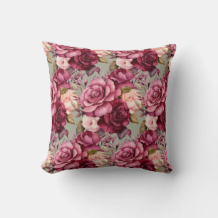 Coussin Roses rouges de Bourgogne Classique Floral