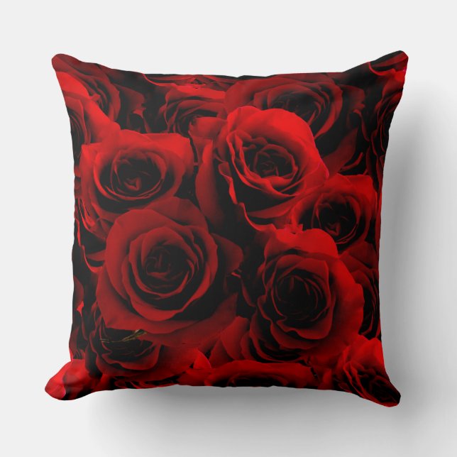 Coussin Roses rouges foncés pour vous (Recto)
