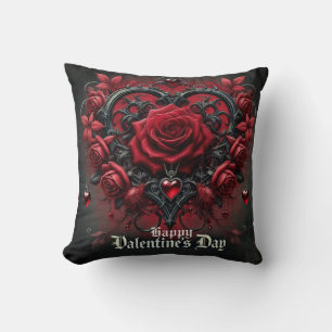 Coussin roses rouges gothiques Saint-Valentin