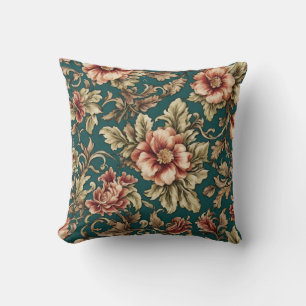 Coussin Roses rouges sophistiquées italiennes et Feuilles