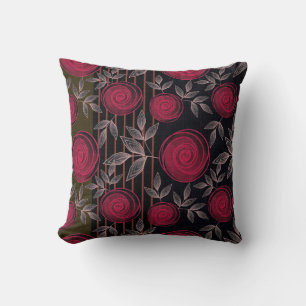 Coussin Roses rouges sur noir.