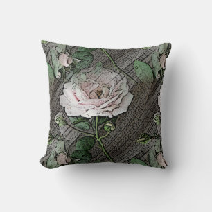 Coussin Roses sur bois Patiné