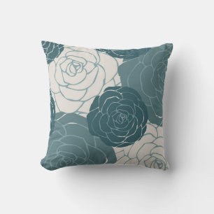 Coussin Roses turquoises et blanches