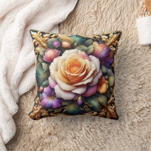Coussin Roses Vibrants Avec Design Floral Élégant