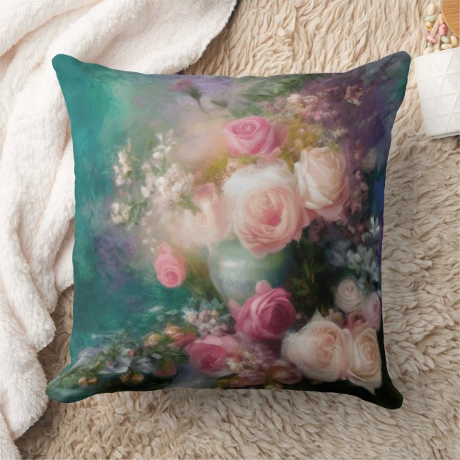 Coussin Roses vintages D'Aquarelle Peints Dans Toutes Les  (Couverture)