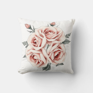 Coussin Roses vintages en Aquarelles souples
