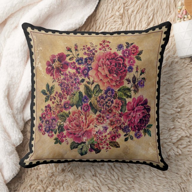 Coussin Roses vintages et fleurs mixtes (Couverture)